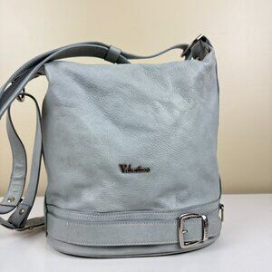 Valentina Soft Pebbled Leather Bucket Crossbody/Shoulder Bag